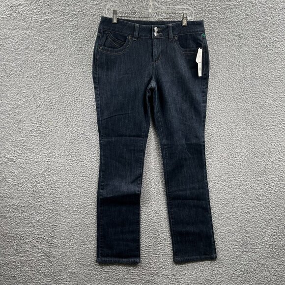 Elle Womens Jeans 10 Regular Indigo Blue Denim Mid Rise Pockets Stretch NWT‎ - Picture 1 of 13